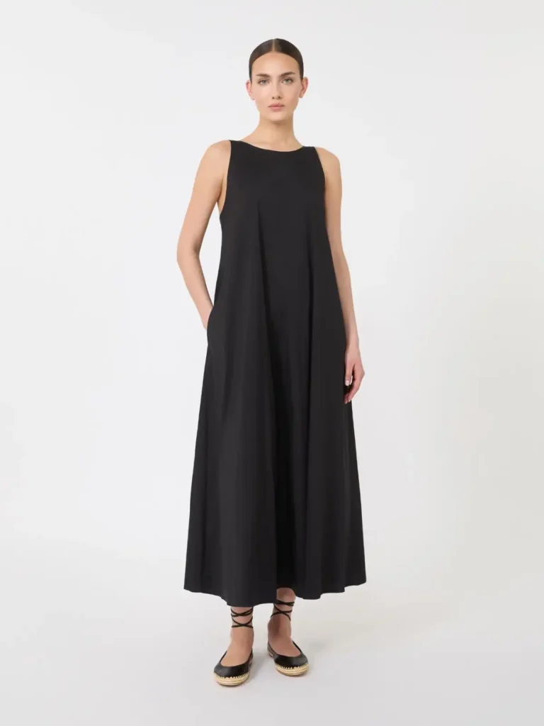 Max Mara - Robe évasée en popeline stretch - Noir